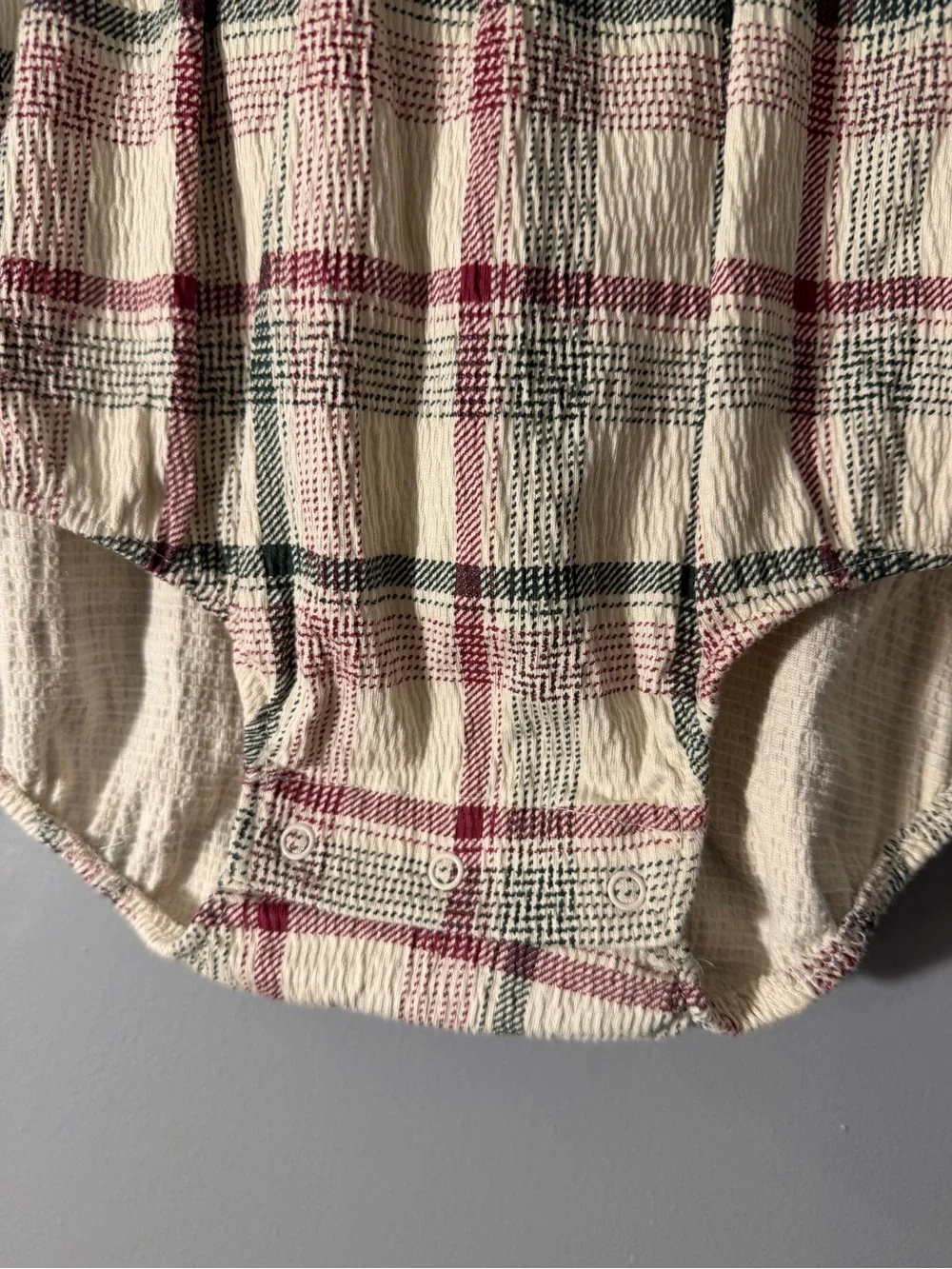 modern moments Plaid Cream & Burgundy Baby Girl Matching Set